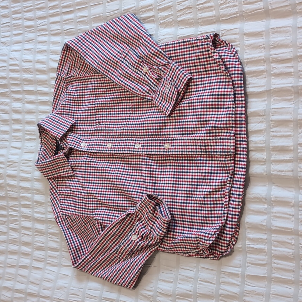 Tommy Hilfiger Kids Size 6/7 Checked Long Sleeve Shirt Red Blue